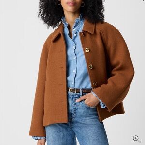 J Crew Cropped Wool-blend Swing Coat with Gold Buttons